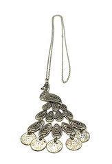 Vtg 80s Silver Tone Stunning Peacock Necklace, Bird, Animal, Work, Office,Boho