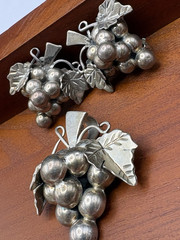 Vintage Taxco Mexico 925 Sterling Silver Grape Broch/Pendant Earring Set 30g