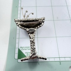 Vintage DORTHY BAUER Brooch Rhinestone Celebration Champagne Glass READ TEXT