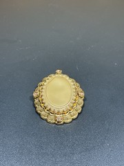 Antique Victorian Brooch – Ornate Gilt Metal with Central Cabochon and Champagne