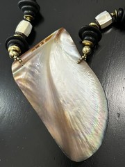 Large Vintage Abalone Shell Islander Necklace Bold Statement Piece