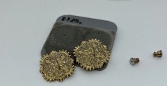 Vintage 1928 Brand Romantic Dimensional Goldtone Stud Button Earrings