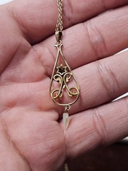 Antique Gold Filled Lavalier Pendant With Vintage 18″ Chain