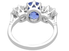 2.34Ct Madagascar Sapphire and 1.85Ct Diamond Platinum Trilogy Ring Circa 1945