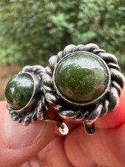 Vintage soviet earrings with Export stamp silver 925 with Nephritis USSR