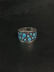 Vintage Soviet 875 Silver Turquoise Ring Russian Size 8.5