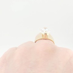 Vtg Sz 6 Ring ESPO Lg Oval Cubic Zirconia 14KGE Gold Electroplated Jewelry