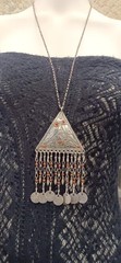Tribal Chandelier Necklace Ethnic Statement Coin Fringe Vintage Boho Jewelry VTG