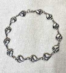 Rare Viking Craft Sterling Silver Necklace Art Deco Signed Mid Century 15.5” 46g