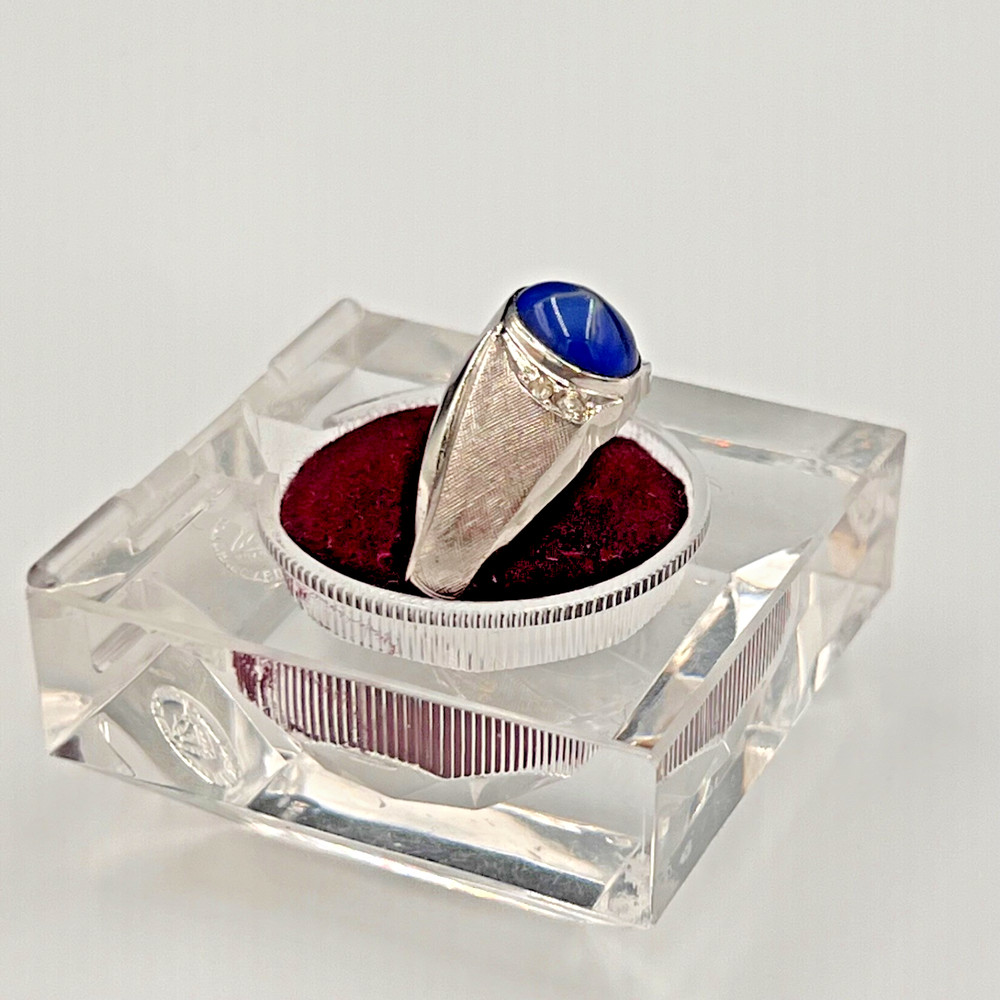 Vtg 18K HGE Faux Star Sapphire Ring, Mens Mans 11.75, Heavy Gold Electroplate