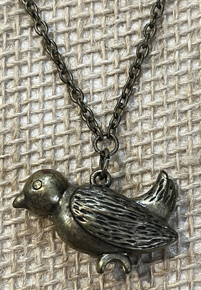 Vintage Style Antique Gold & Silver Bird Pendant Necklace 28in Bird Lovers