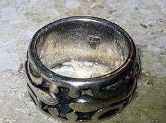 ⚜️ VINTAGE 70s GOTHIC 925 STERLING SILVER Wide Band ARTISAN Ring ESTATE FIND ⚜️