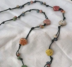 Multicolor Ceramic Bead Porcelain Necklace Bohemian Long Necklace Hippie Boho