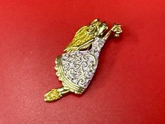 AAI vintage two tone rhinestone accented Holliday angel brooch pin
