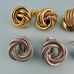 Vintage Twist Knot Clip On Earrings Lot Gold Silver Tone Textured Some Signed