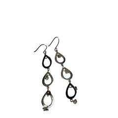 Vintage Sterling Silver Teardrop Loop Dangle Earrings Handmade Boho Jewelry