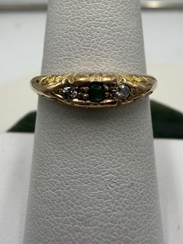 Antique Diamond & Emerald 3-Stone Band