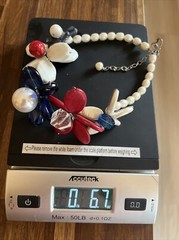 Vintage Stone, Pearl & Glass Floral Beaded Necklace Wire Hand Strung Chunky 19”