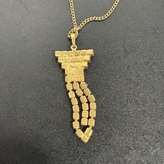 Vintage Gold Tone Faux Diamond Rhinestone Pendant Necklace – Art Deco Dangle
