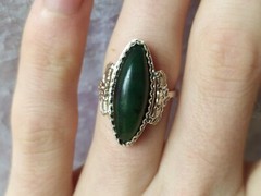 Elegant Nephritis stone RING SILVER 875 stamp USSR ANTIQUE size 8 Jewelry
