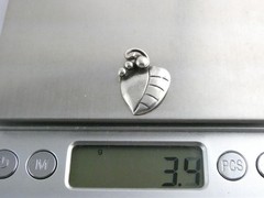 Vintage Sterling Silver Grape Leaf Pendant Numbered 249A 3.4g 24mm Length