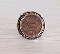 Vtg SJ925 Sterling Silver Indian Coin 1951 Horse Statement Ring One Pice Size 9?
