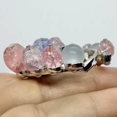 Vtg Francois For Coro Crackle Lucite Pink Purple Blue Spiral Statement Brooch