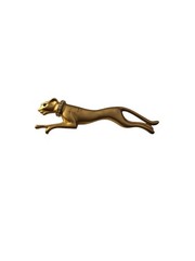 Vintage Signed Jackie Collins Leaping Panther Gold Tone Rhinestone Brooch Pin