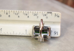 Rare Platinum 17.48 tcw Emerald Cut Green Tourmaline Diamond 3 Stone Ring sz 6