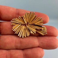 Vintage Designer Brooch Lot Gold Tone Textured Brushed Leaf Wishbone Signed