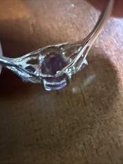 Vintage 10K Yellow Gold Three Stone Oval Amethyst Ring Sz 7.75 1.03 Grams