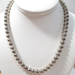 Silver Tone BB Ball Beaded On Chain Necklace Vintage Korea