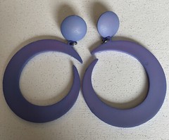 Earring Pierced 3 Piece Lot 1970 BoHo MOD Light Weight Green Purple & White N11