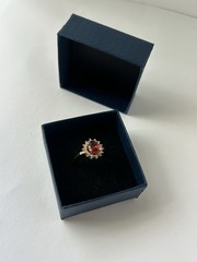 Vintage Red Cubic Zirconia Ring Gold Plated Womens Size 8.5