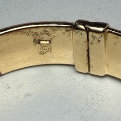 Hollow Gold Wash 925 Sterling 6-3/4″ x 1/2″ ITALY Vintage hinged Bangle Bracelet