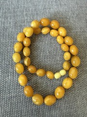 Vintage Egg Yolk Amber Graduated Bead Necklace 31g Old Baltic Amber Necklace