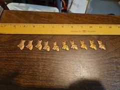 Lot Of 10 Left Cats Kittens France Vintage 60s Brass Stampings Findings Jewelry