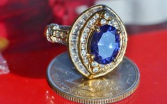 Gold over 925 silver sz 5 ring 4.89ct lab created tanzanite cubic zirconia 5.9g