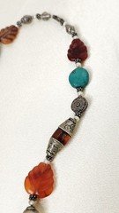 Vintage Tibetan Himalayan Tribal Beaded Statement Necklace Carnelian Turquoise