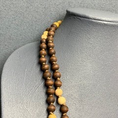 Long Wooden Bead Necklace 56 In Brown Beige Vintage Boho Hippie Festival Retro