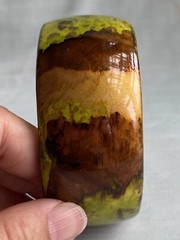 Vintage Green Yellow Brown Swirled Bakelite Bangle Bracelet 67mm