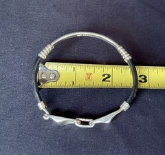 HOB Mexico Bracelet 925 Sterling Leather 7 Inch House Of Bangles 34 Grams