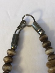 Vintage Stone Wood & Metal Beaded Necklace. Ethnic Art Design Hook Closure 23”