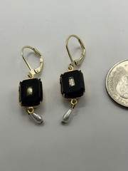 Antique Czechoslovakia Mourning Jet Rhinestone Art Glass Leverback Earrings