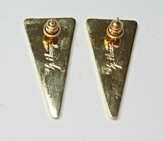 Vintage NEW SAMUEL HUANG Earrings Gold Filled Post Yellow Enamel Triangle ESTATE