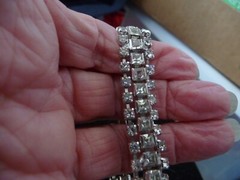 WEDDING 3 row faux diamonds rhinestones PROM 6”L 1/2″W BRACELET #22/23S 5