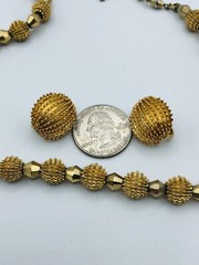 Alfred Philippe Crown Trifari ELECTRA Choker Necklace & Earrings Gold Trifarium