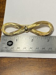 Vintage Gold Tone Multi Wire Ribbon Bow Infinity Mid Century Brooch 3.25in Long