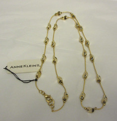 VTG Anne Klein II Gold Tone Necklace 24 IN long Unused w/ Tag