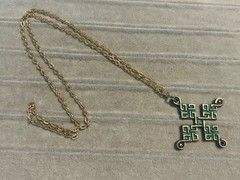 Vtg 1968 Terra Sancta Guild TSG Square Diamond Pattern Necklace 28”